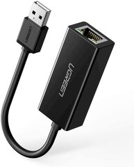 Ulkoinen LAN-sovitin, Ugreen, RJ45 - USB 2.0, 100 Mbps, musta hinta ja tiedot | Komponenttien lisätarvikkeet | hobbyhall.fi