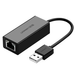 Ulkoinen LAN-sovitin, Ugreen, RJ45 - USB 2.0, 100 Mbps, musta hinta ja tiedot | Komponenttien lisätarvikkeet | hobbyhall.fi