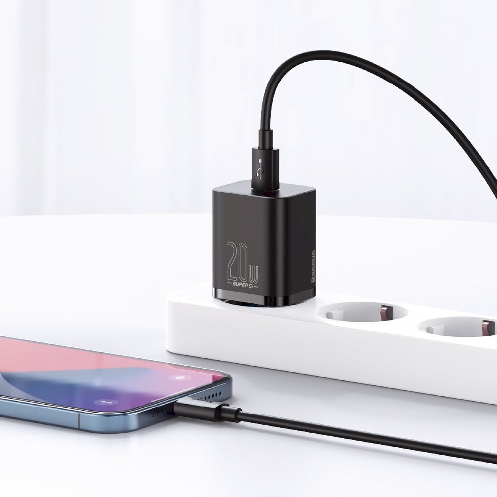 Pikalaturi, Baseus Super Si 1C, USB-C, 20 W., musta hinta ja tiedot | Puhelimen laturit | hobbyhall.fi