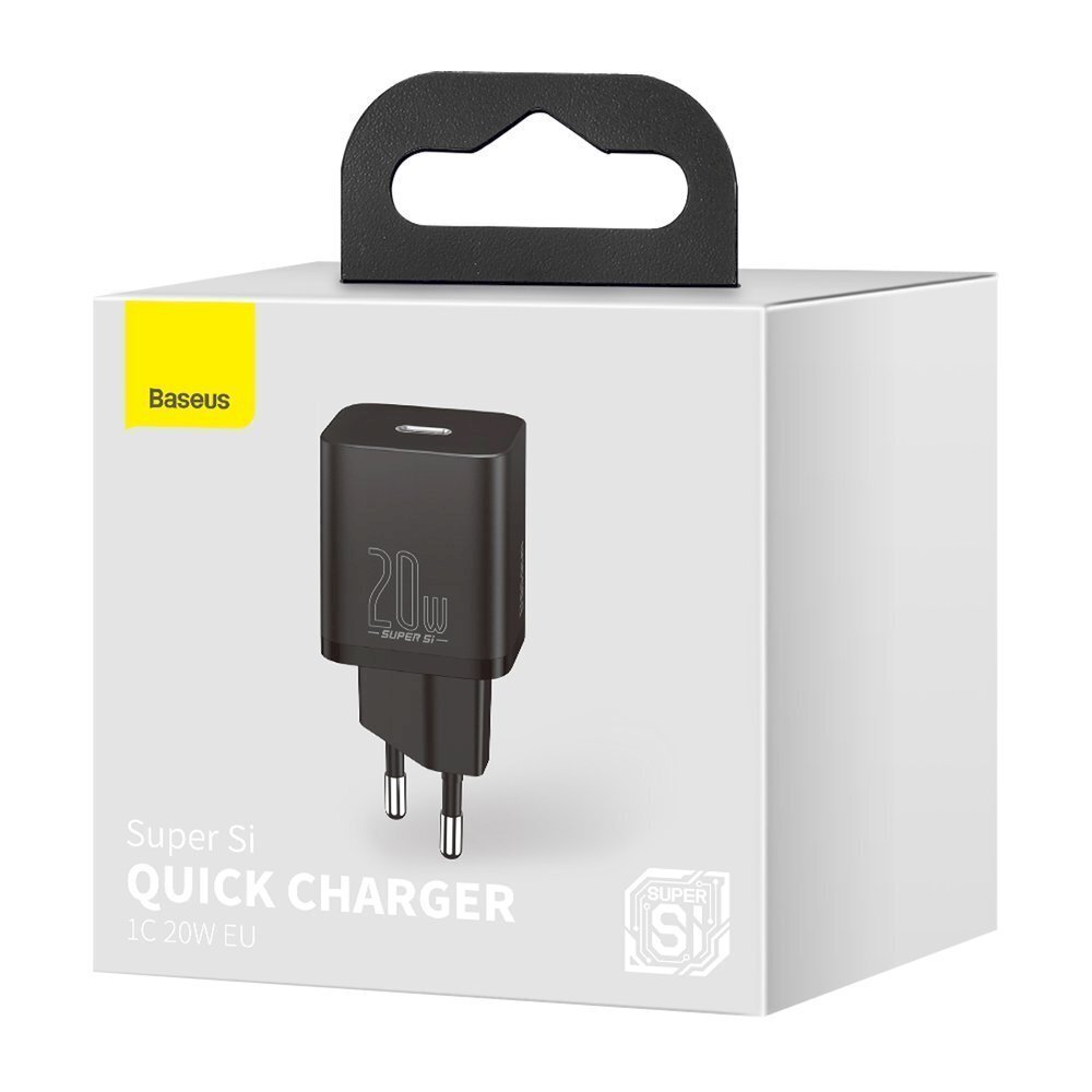 Pikalaturi, Baseus Super Si 1C, USB-C, 20 W., musta hinta ja tiedot | Puhelimen laturit | hobbyhall.fi