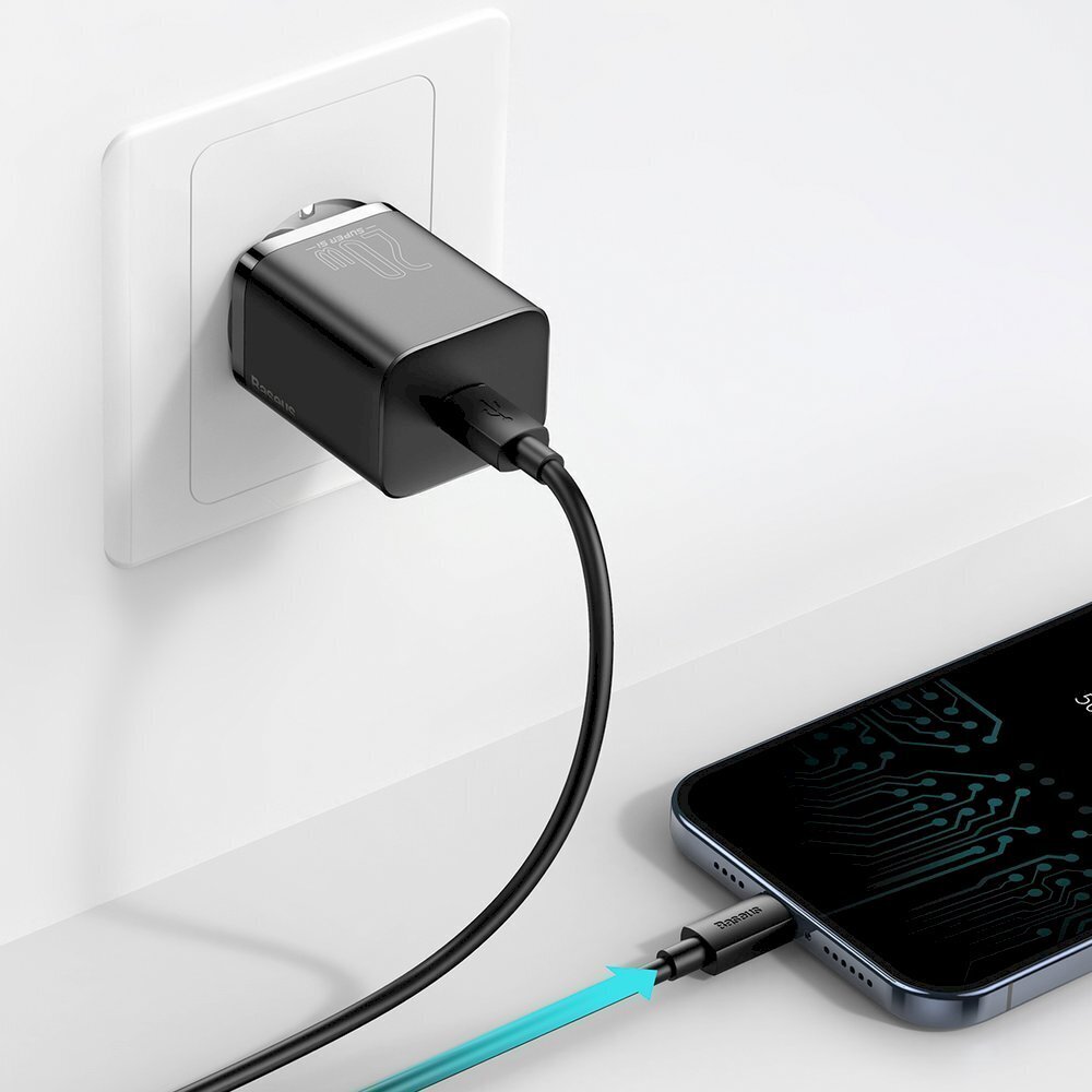 Pikalaturi, Baseus Super Si 1C, USB-C, 20 W., musta hinta ja tiedot | Puhelimen laturit | hobbyhall.fi