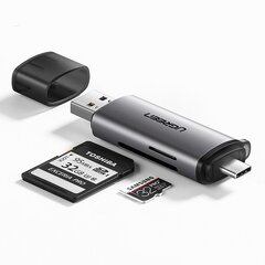 Yleiskäyttöinen micro-SD-kortinlukija USB 3.0 ja USB-C 3.0, harmaa hinta ja tiedot | Adapterit | hobbyhall.fi