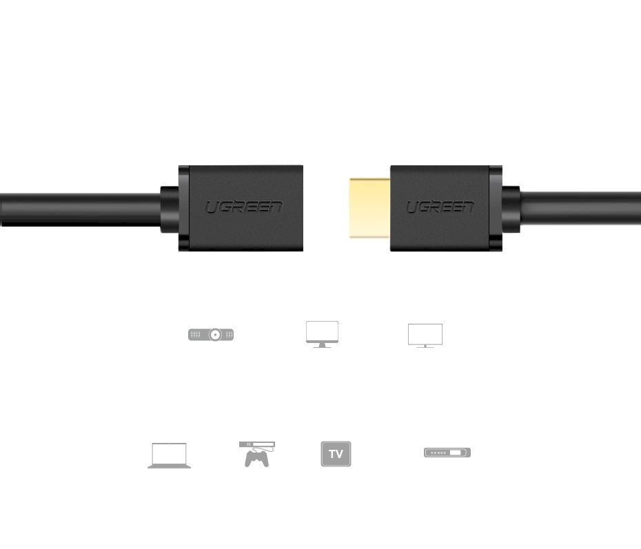 Kaapelin jatke, Ugreen, 0,5 m., HDMI 4K 10,2 Gbps., 340Mhz., musta hinta ja tiedot | Adapterit | hobbyhall.fi