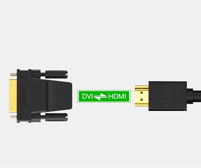 Adapteripistoke, Ugreen 201241, HDMI sisäinen - DVI ulkoinen FHD 60Hz, musta hinta ja tiedot | Adapterit | hobbyhall.fi