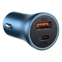 Nopea autolaturi, Baseus CCJDZ-C1, 40 W., PD QC, USB-C/USB, iPhone-kaapeli, sininen hinta ja tiedot | Sähköiset lisätarvikkeet | hobbyhall.fi