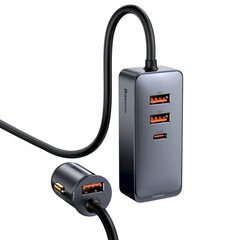 Autolaturin jakaja, Baseus, 3x USB, USB-C, 120 W., PPS QC PD, harmaa, harmaa hinta ja tiedot | Sähköiset lisätarvikkeet | hobbyhall.fi