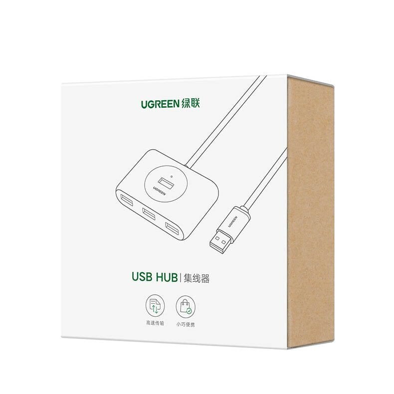 Monikäyttöinen HUB USB-portin jakaja, Ugreen, 4x USB 3.0, 1 m, valkoinen hinta ja tiedot | Adapterit | hobbyhall.fi