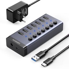 Monikäyttöinen USB-C-keskitin, 7in1, Ugreen CM4811, 7x USB 3.0 PD DC 12 V, harmaa hinta ja tiedot | Adapterit | hobbyhall.fi