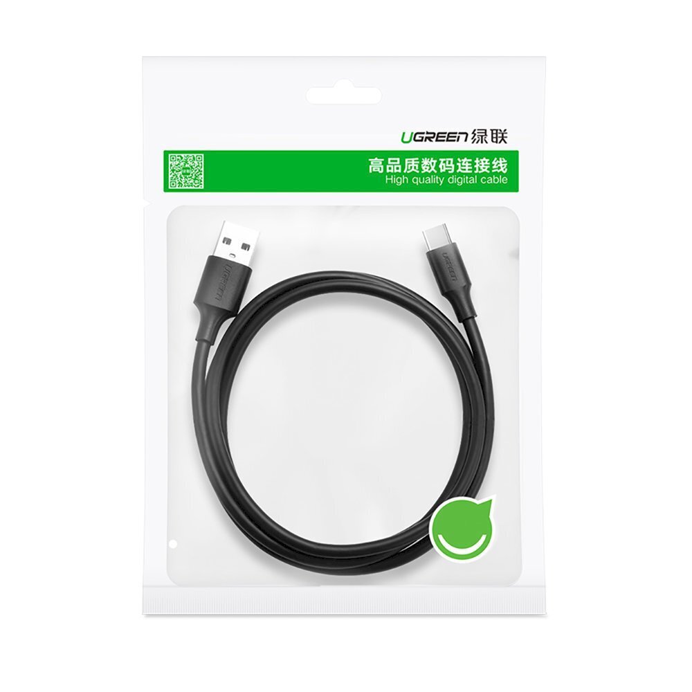 Sovitinkaapeli, Ugreen US2871, USB - USB-C 0,25 m, pikalataus 3.0 3A., musta hinta ja tiedot | Adapterit | hobbyhall.fi