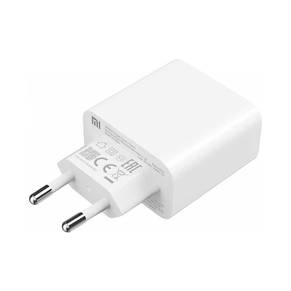 Matkalaturi, Xiaomi Combo, USB/USB-C, 33 W., PD, pikalaturi, valkoinen hinta ja tiedot | Puhelimen laturit | hobbyhall.fi