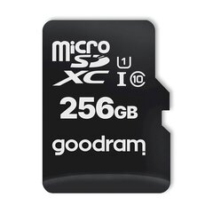 Mikrokortti, 256 GB., micro SD, XC, UHS-I Class 10, SD-sovitin, musta hinta ja tiedot | Goodram Puhelimet, älylaitteet ja kamerat | hobbyhall.fi