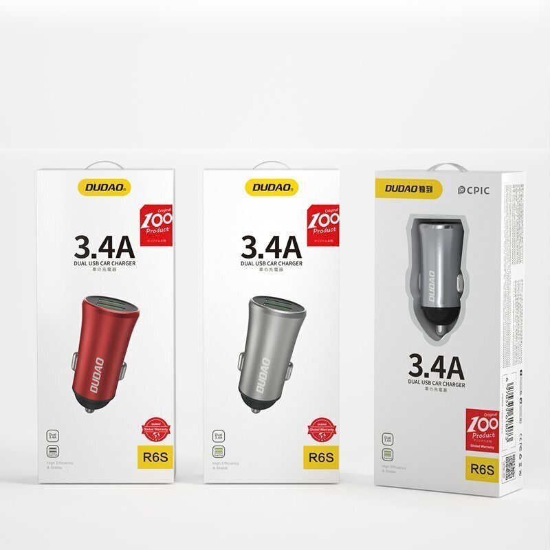 Älykäs autolaturi, Dudao R6S1, R6S, 2x USB, 3,4 A, hopea hinta ja tiedot | Sähköiset lisätarvikkeet | hobbyhall.fi