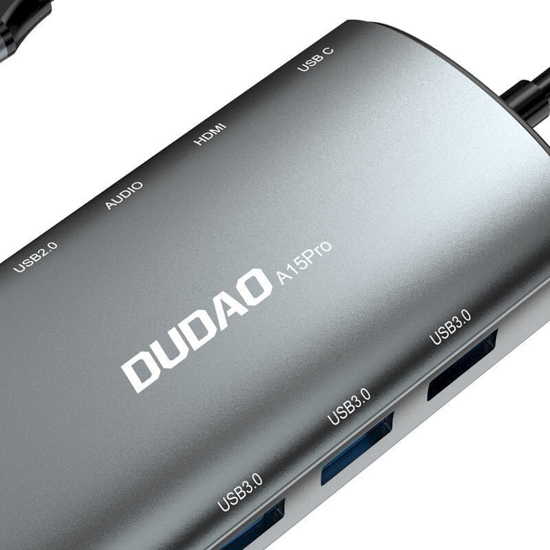 HUB-sovitin, 11in1, Dudao, USB-C HDMI 3,5 mm., mini-slot USB-kortinlukija, SD micro SD VGA RJ45, harmaa hinta ja tiedot | Adapterit | hobbyhall.fi