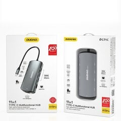 HUB-sovitin, 11in1, Dudao, USB-C HDMI 3,5 mm., mini-slot USB-kortinlukija, SD micro SD VGA RJ45, harmaa hinta ja tiedot | Adapterit | hobbyhall.fi