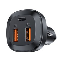 Näytöllä varustettu autolaturi, Acefast, 2x USB, C 1x USB, 66 W., QC 4.0, musta hinta ja tiedot | Sähköiset lisätarvikkeet | hobbyhall.fi