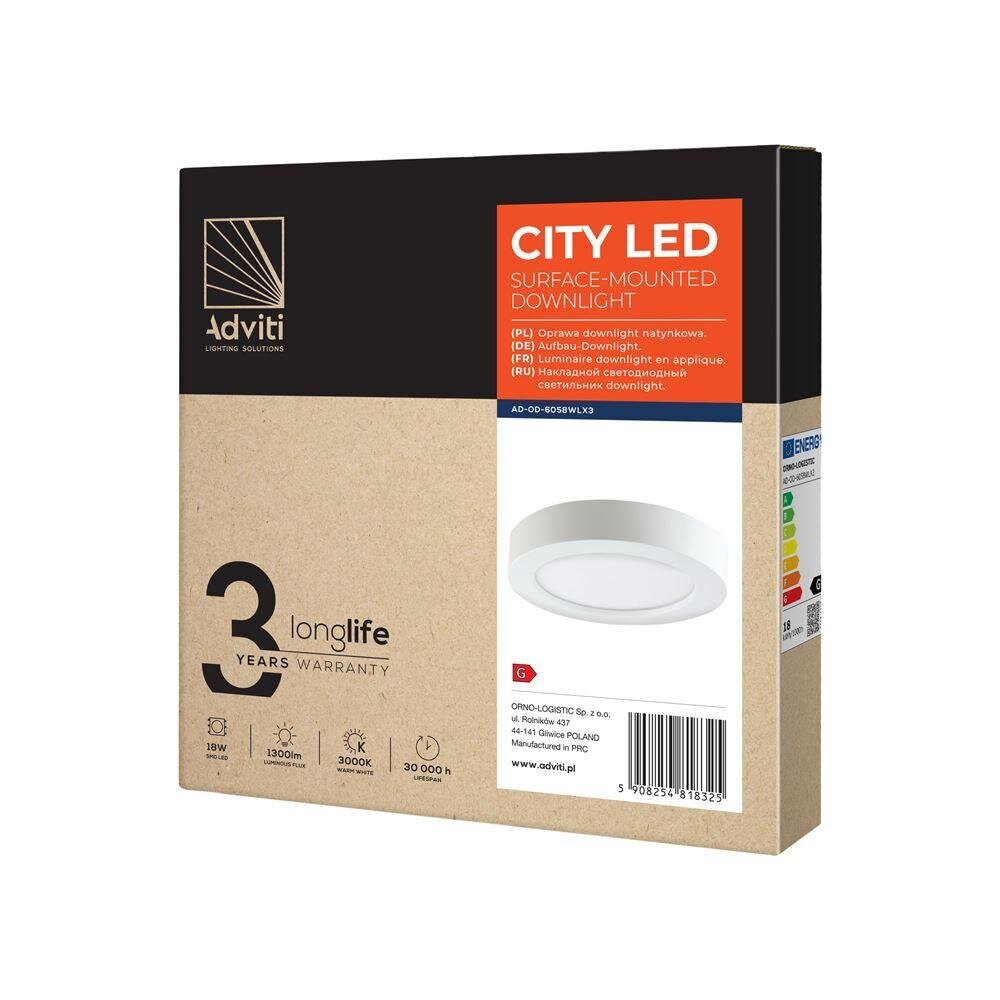 LED-alasvalaisin pinta-asennettava valaisin CITY 18W 3000K pyöreä hinta ja tiedot | Kattovalaisimet | hobbyhall.fi