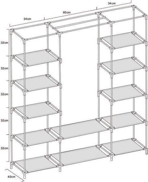 Tekstiilivaatekaappi Saska Garden 28873, 175x133x43cm, harmaa hinta ja tiedot | Kaapit | hobbyhall.fi