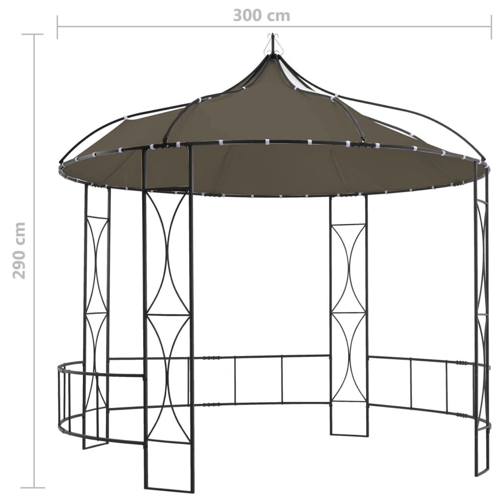 vidaXL Huvimaja 300 x 290 cm harmaanruskea pyöreä hinta ja tiedot | Puutarhapaviljongit | hobbyhall.fi