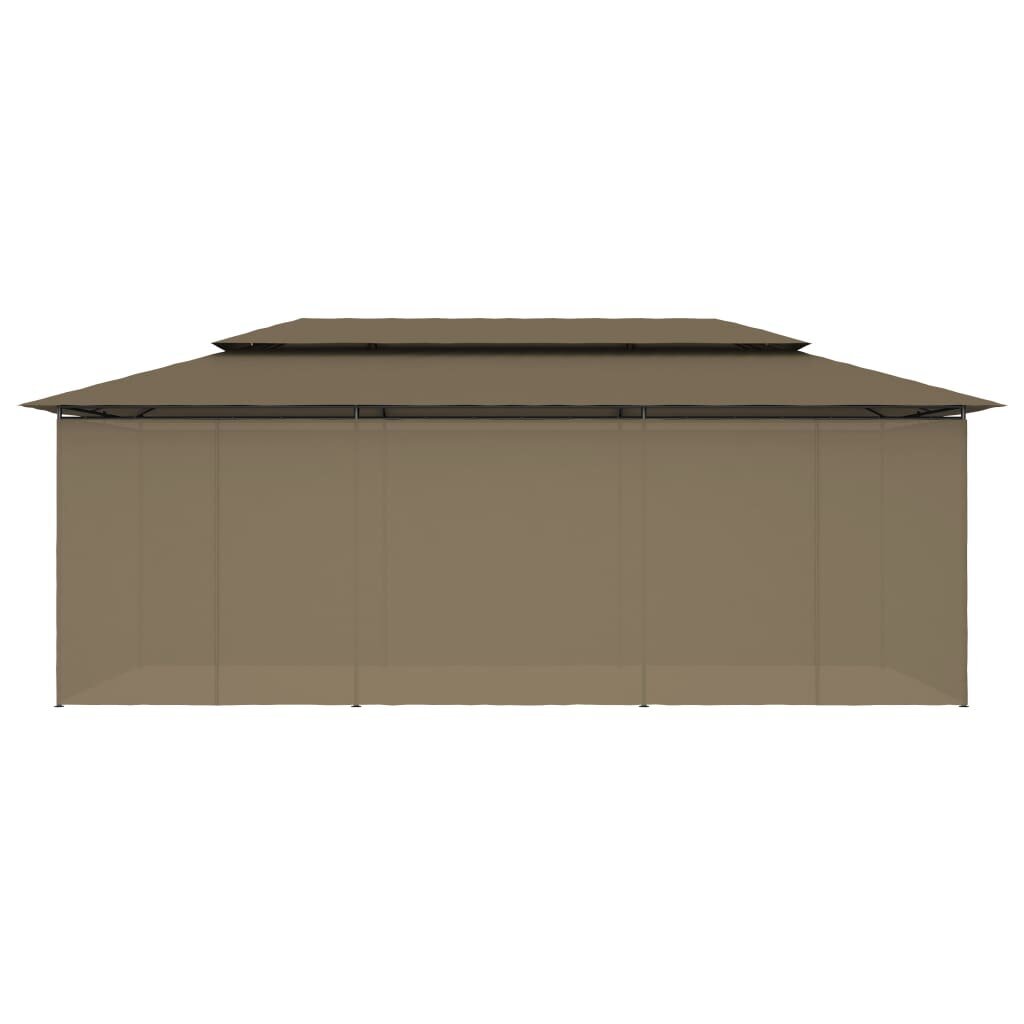 vidaXL Huvimaja verhoilla 600x298x270 cm ruskeanharmaa 180 g/m² hinta ja tiedot | Puutarhapaviljongit | hobbyhall.fi