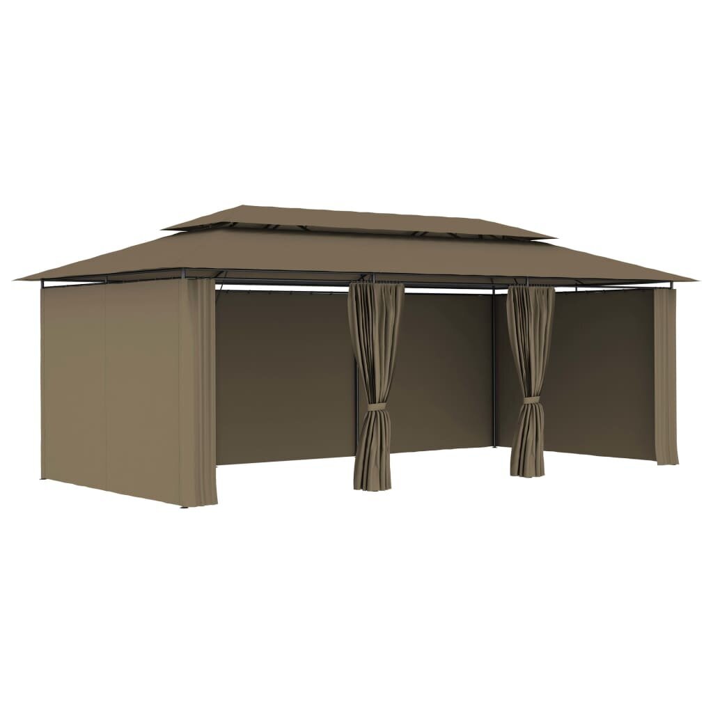 vidaXL Huvimaja verhoilla 600x298x270 cm ruskeanharmaa 180 g/m² hinta ja tiedot | Puutarhapaviljongit | hobbyhall.fi