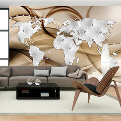 Valokuvatapetti - World Map - White & Diamonds 300x210 cm hinta ja tiedot | Valokuvatapetit | hobbyhall.fi