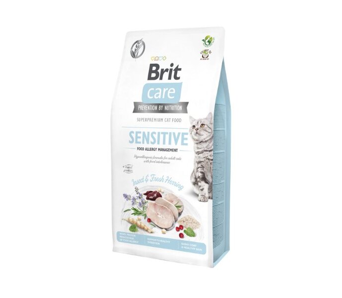 Brit Care Cat GF Insect&Fresh Herring hypoallergeeninen kissan kuivaruoka, 0,4 kg.