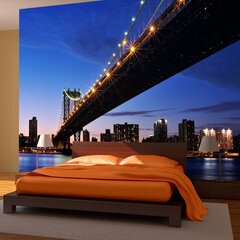 Valokuvatapetti - Manhattan Bridge valaistu yöllä 400x309 cm hinta ja tiedot | Valokuvatapetit | hobbyhall.fi