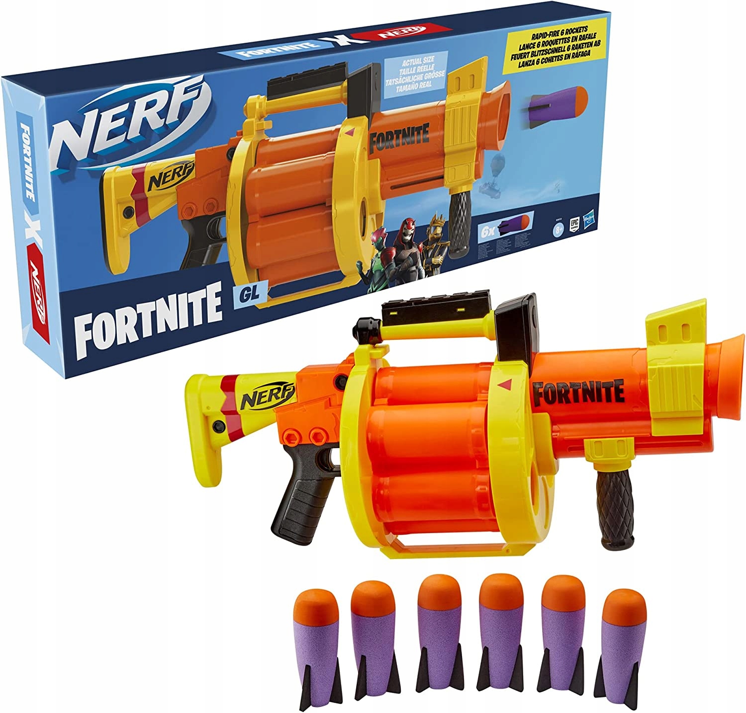 NERF FORTNITE GL SUURI SUURI LAATIO + 6 ohjusta