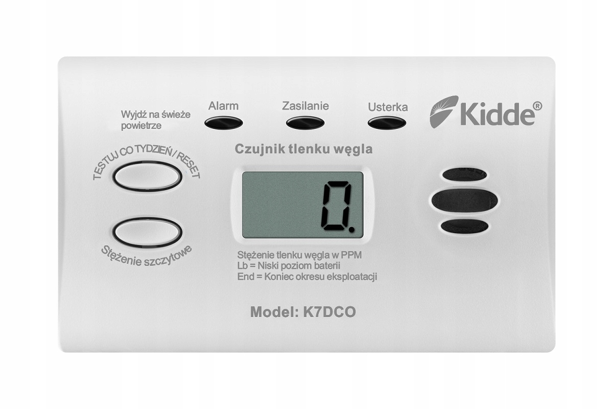Hiilimonoksidin ilmaisin LCD-näytöllä K7DCO