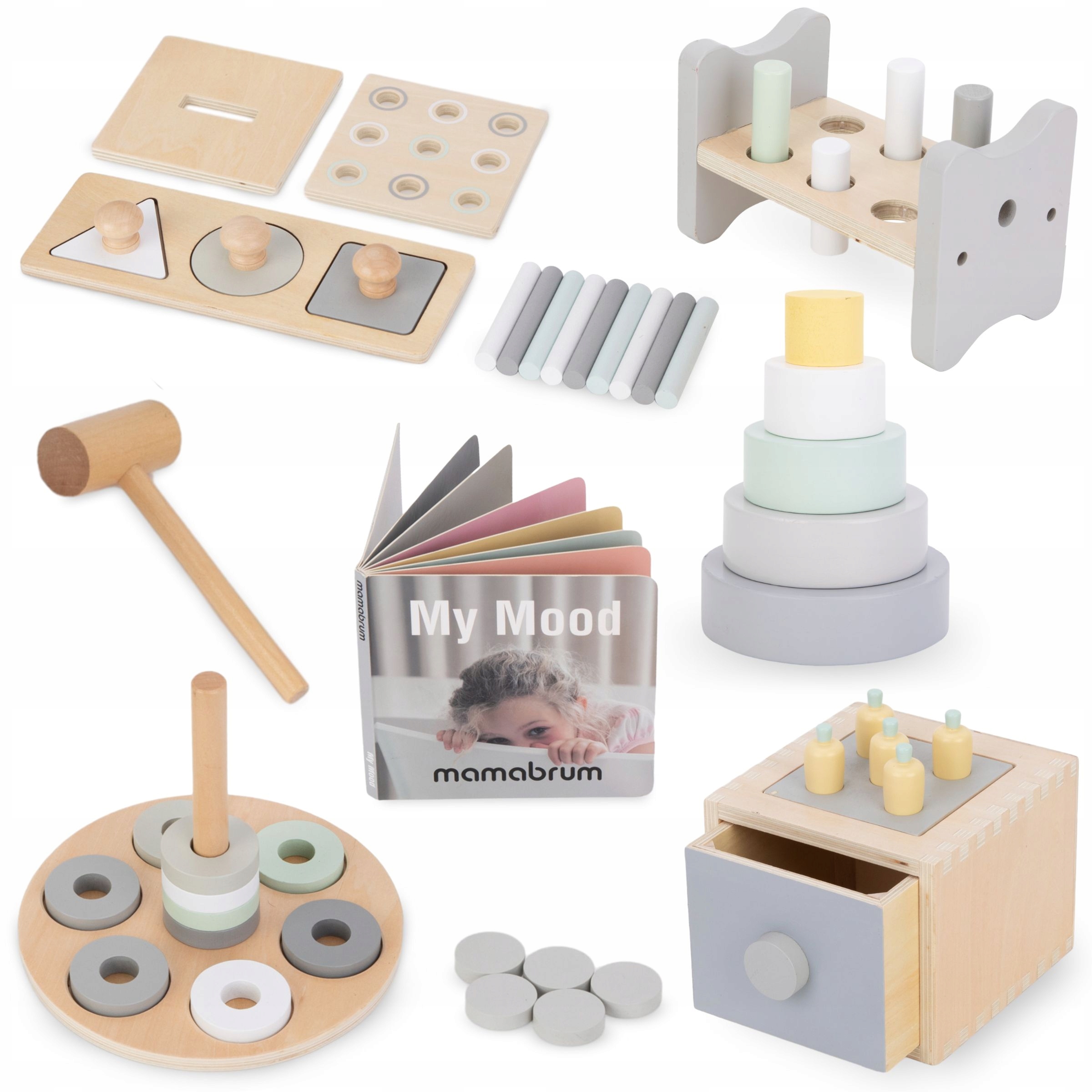 Puinen laatikko Montessori leimauspelisetti