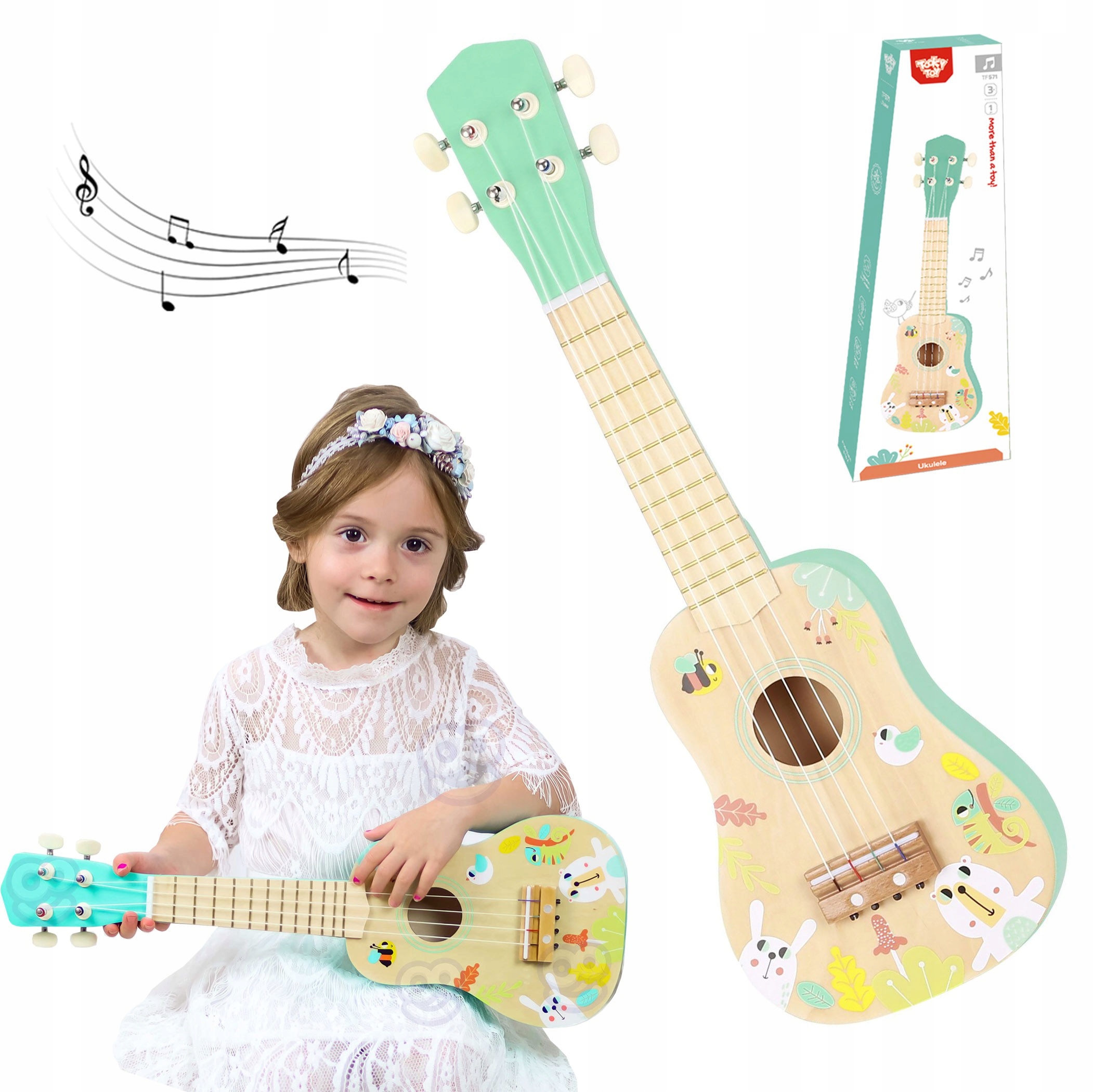 TOOKY TOY Puinen Ukulele lapsille 3+