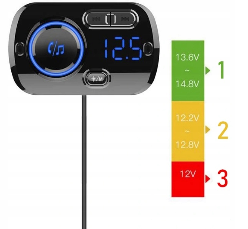 BLUETOOTH FM AUTOASEMA PIKALATURI 2x USB AUX Laitteet USB-laturi Hands Free