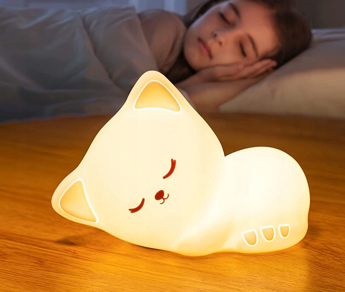 Sweet Kitten lasten yölamppu - CAT-lamppu, RGB LED, AJASTIN, KAUKO-AKKU Hallitseva väri: valkoinen