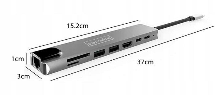 ADAPTER HUB 9in1 USB-C HDMI RJ45 Ethernet SD Mac M1 Sovellusvideo