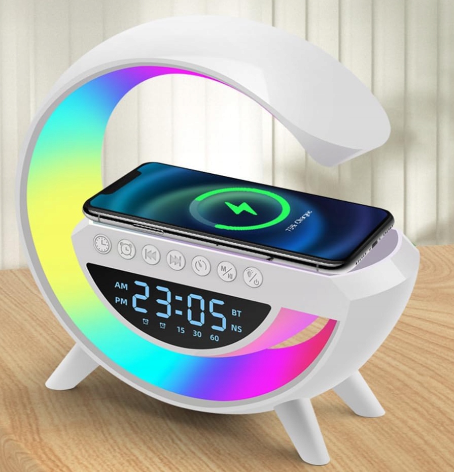 LED-lamppu QI laturi RGB-kaiutin RADIO CLOCK