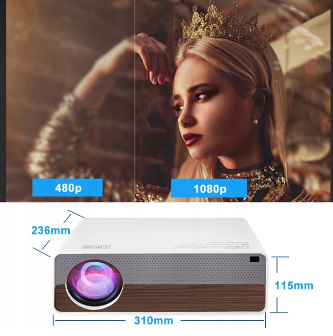 Projektori Full HD 4K projektori 9200lm WiFi Android 9 Tuotteen leveys 31 cm