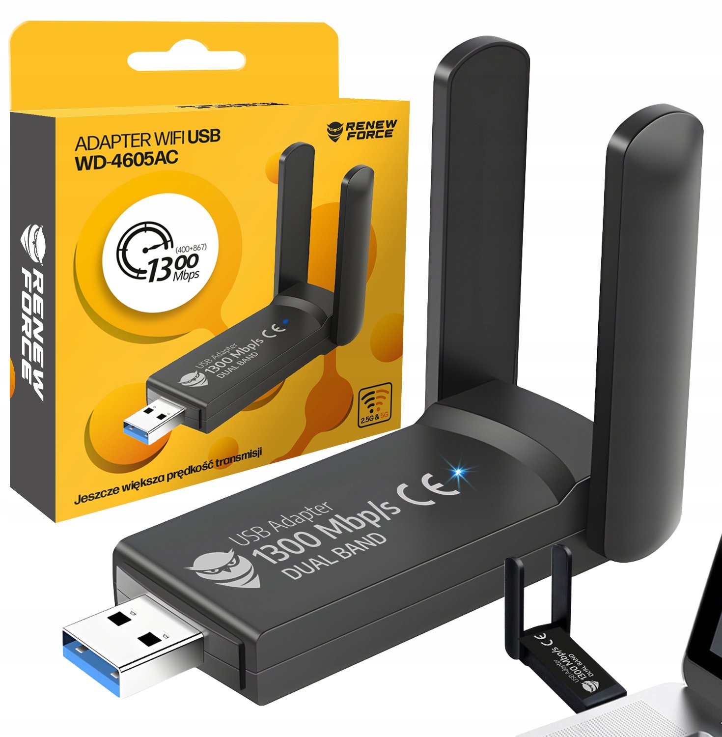 1300Mbps ULKOINEN WI-FI verkkokorttisovitin USB 3.0 DUAL 2 antennia 5GHz