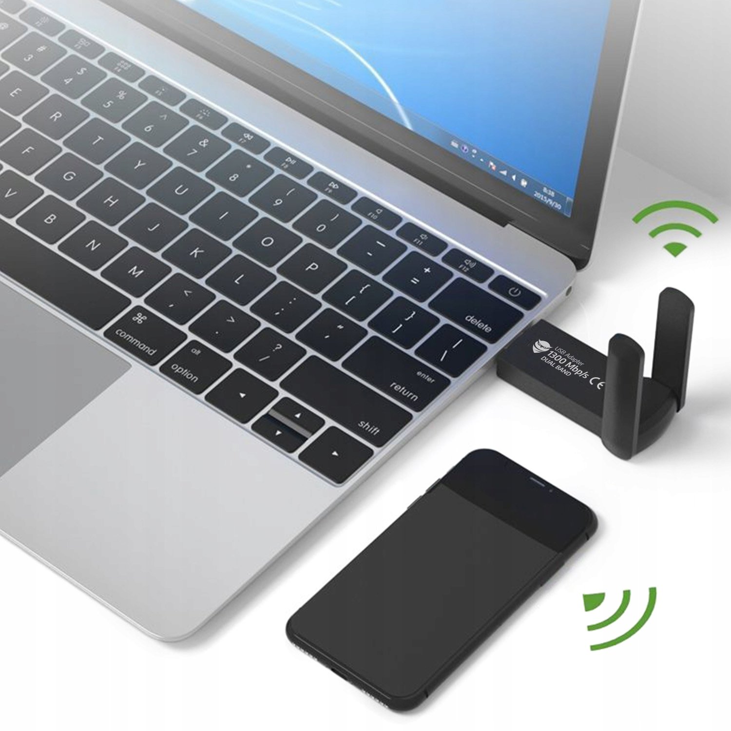 1300Mbps ULKOINEN WI-FI verkkokorttisovitin USB 3.0 DUAL 2 antennia 5GHz Suurin siirtonopeus 1300 Mbps