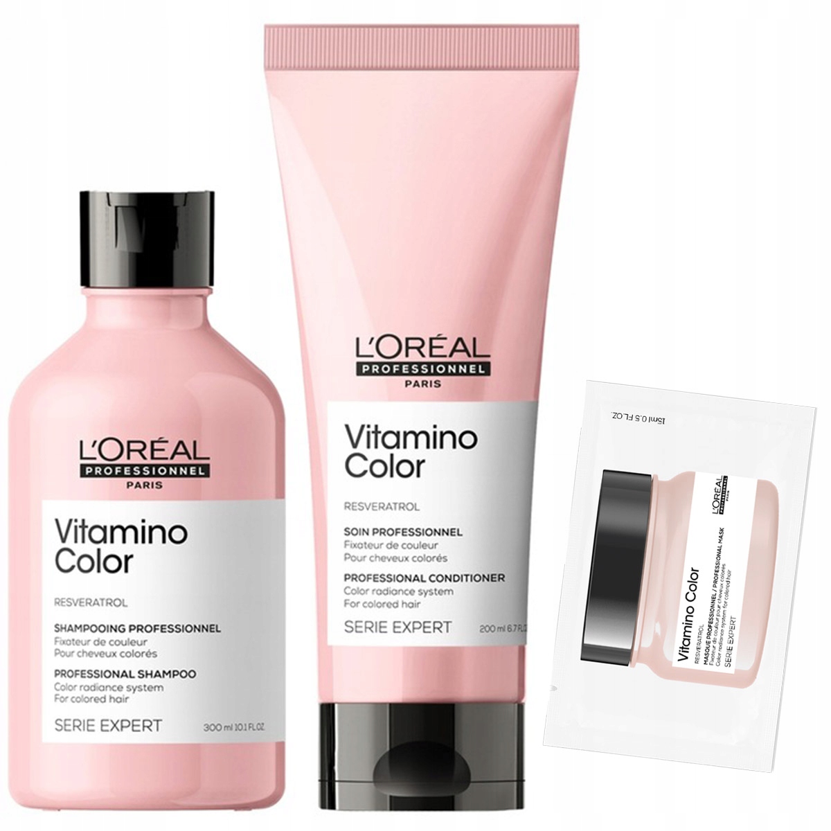 Loreal Vitamino Color shampoo ja hoitoainesarja värjätyille hiuksille