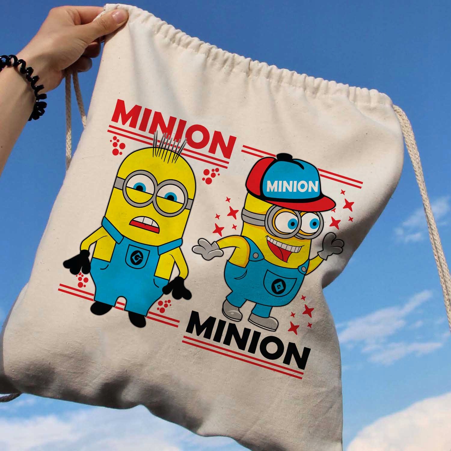 Mokyklinis rinkinys Juoda kuprinė + krepšys + MINIONS Pin School Layette Brand Funandstyle