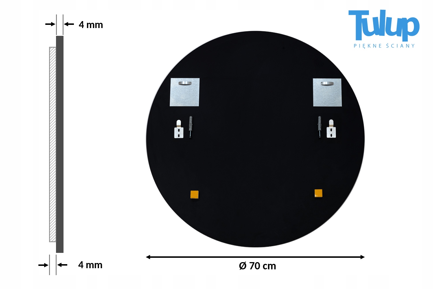 Lustro Okrągłe Łazienkowe Loft z Czarną Ramą 70 cm Marka Tulup