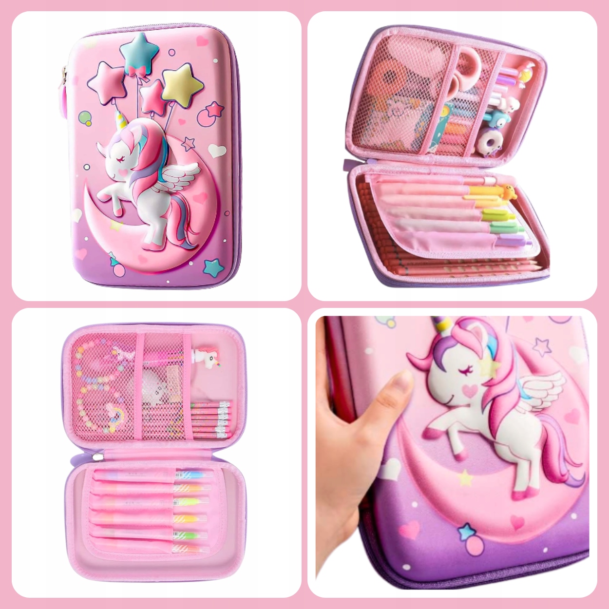 SCHOOL PINCASE FOR SCHOOL PINK UNICORN 3D ORGANIZER for kreidelės MARKERS Gamintojo kodas 3D SCHOOL PINCASE PINK FOR SCHOOL UNICONS