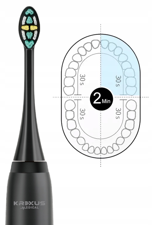 Sonic elektrinis dantų šepetėlis 3 režimai Krexus Timer IPX7 Modelis EX9156